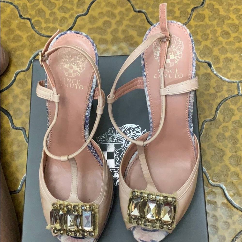 Multicolor snake skin sling back heels